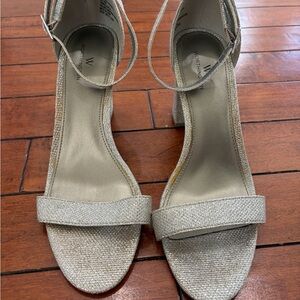 Worthington Women's Glitter Silver Block Heels